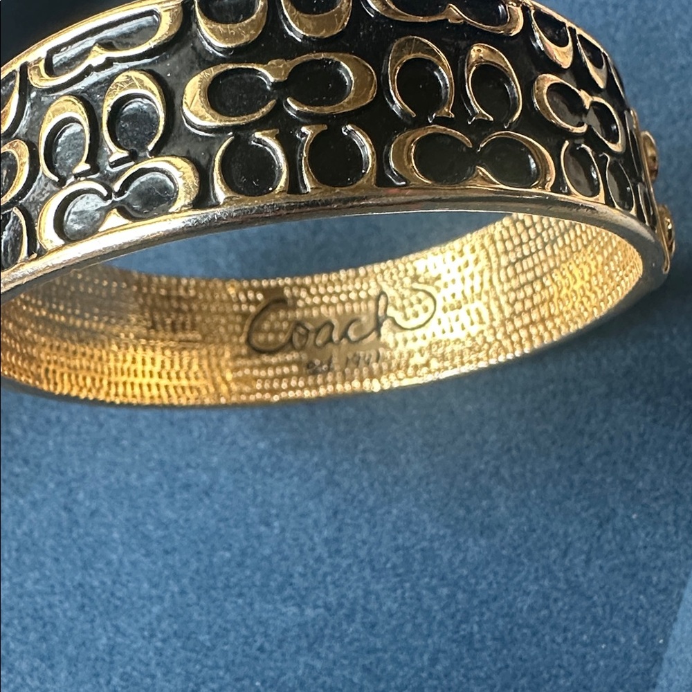 Coach Black and Gold Signature Cuff Bracelet - Picture 2 of 2